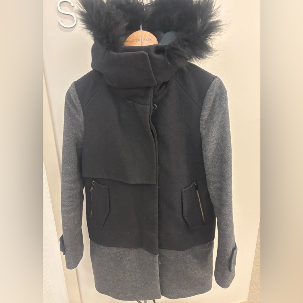 Kai-aaKman wool fully flannel lined coat, funnel neck